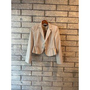 Express Design Studio Beige Peplum Style Blazer Jacket With Snake Print Lining B